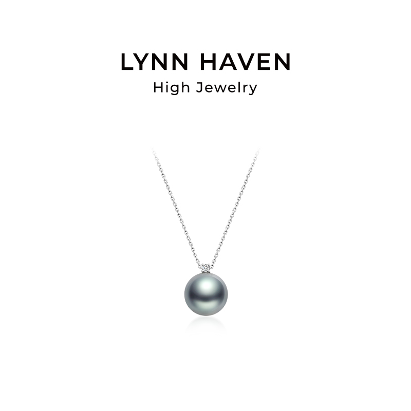 LynnHaven铂金灰珍珠18K金项链
