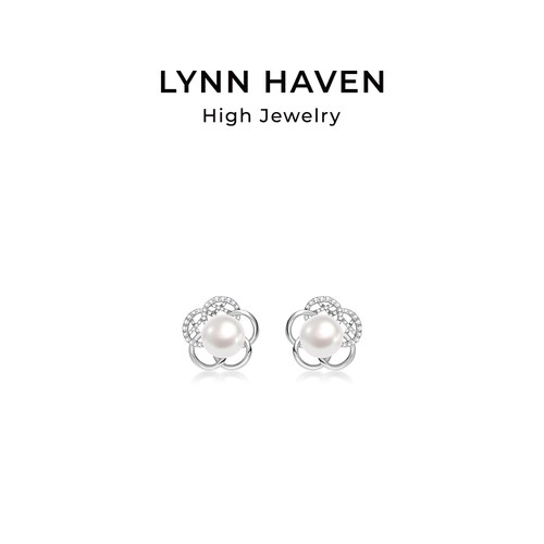 LynnHaven麟玟冰梅纹珍珠耳钉