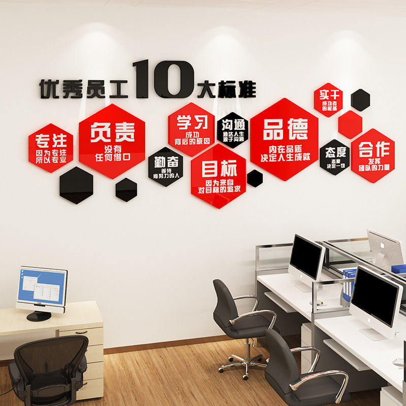 优秀员工展示墙办公室激励励志标语墙贴画企业企业文化墙形象展示