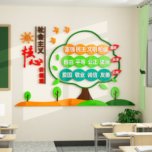 社会主义核心价值观墙贴幼儿园小学教室布置环创主题班级文化装饰