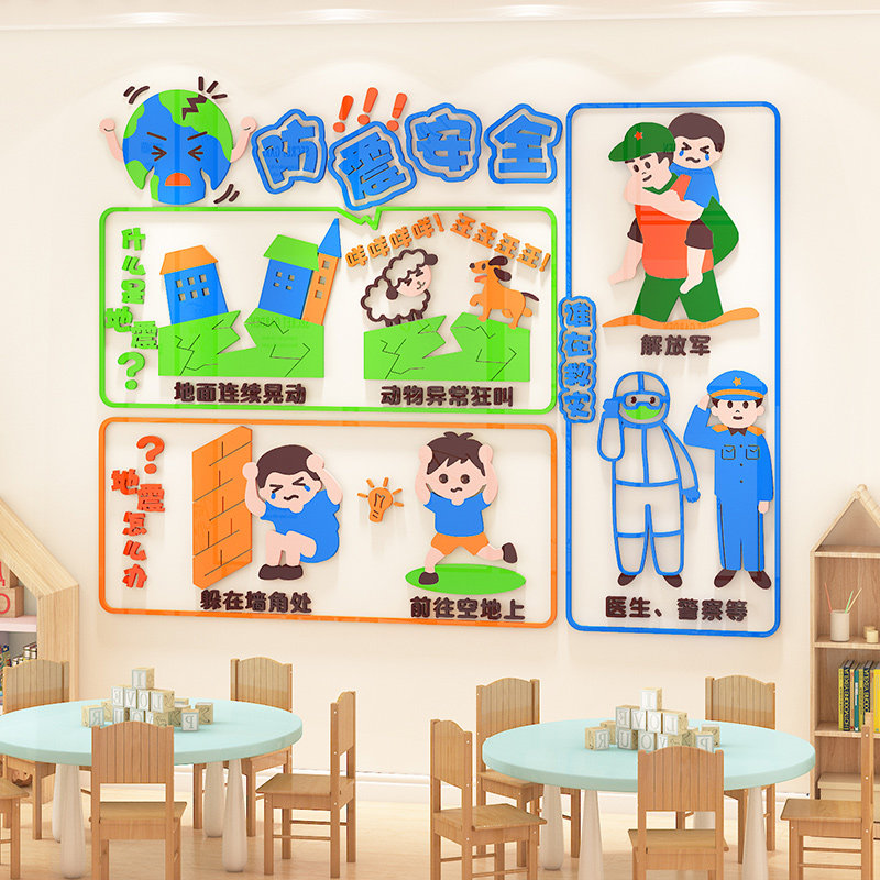 幼儿园安全教育环创主题墙宣传大厅教室背景墙面装饰布置成品墙贴
