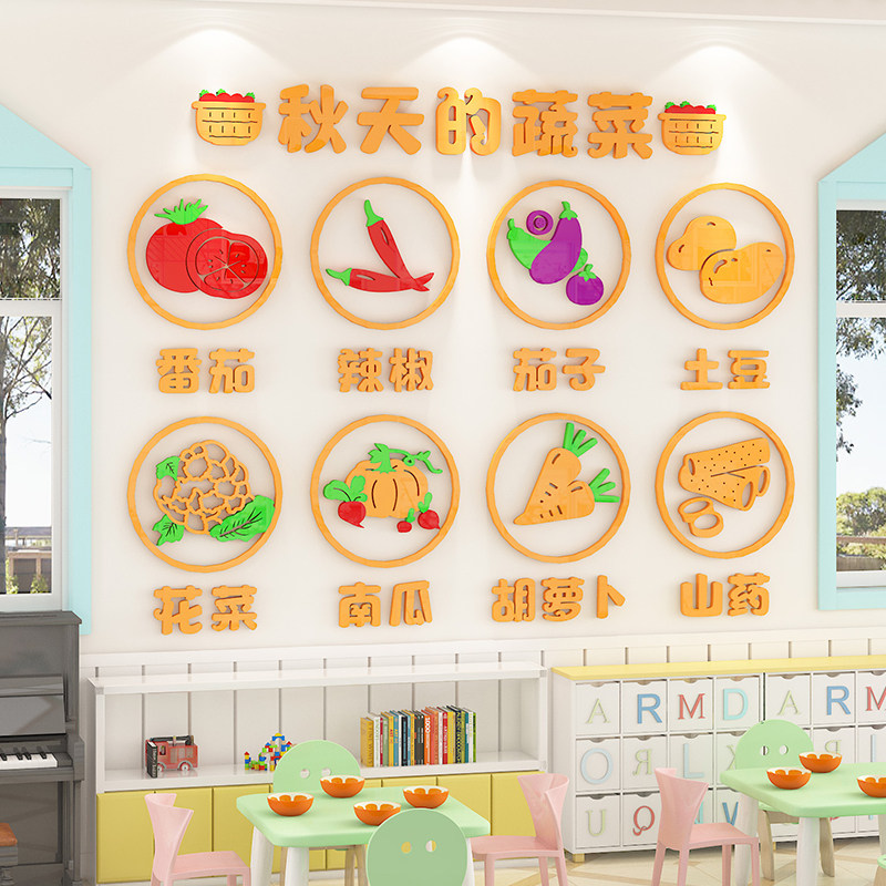 幼儿园环创主题墙四季蔬菜儿童早教墙贴画托管班教室布置墙面装饰