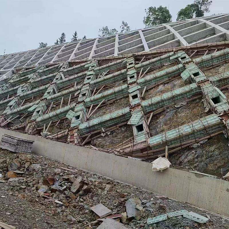 拱形骨架塑料模具高铁路基护坡塑钢模板组合式混凝土现浇护坡模具
