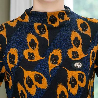 妈妈春秋装时尚长袖打底衫中老年女圆领恤洋气上衣套头小衫时尚