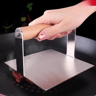 不锈钢方形压肉器手动肉饼压汉堡压模具牛排压板厨房工陈之堔