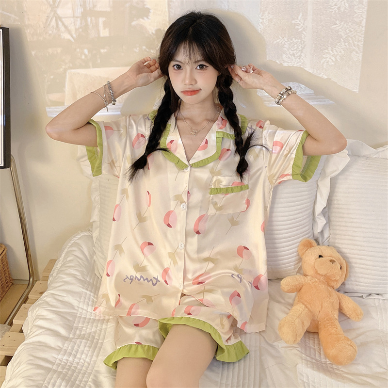 2025新款冰丝凉感卡通可爱短袖睡衣夏季天女士大码薄款套装家居服