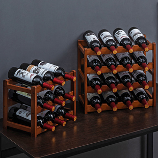 红酒架子家用葡萄酒架摆件展示架酒柜置物架多瓶格子放酒简易桌面