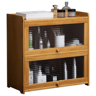 桌面收纳盒收纳柜茶具展示柜子餐具化妆品储物柜厨房水杯子置物架