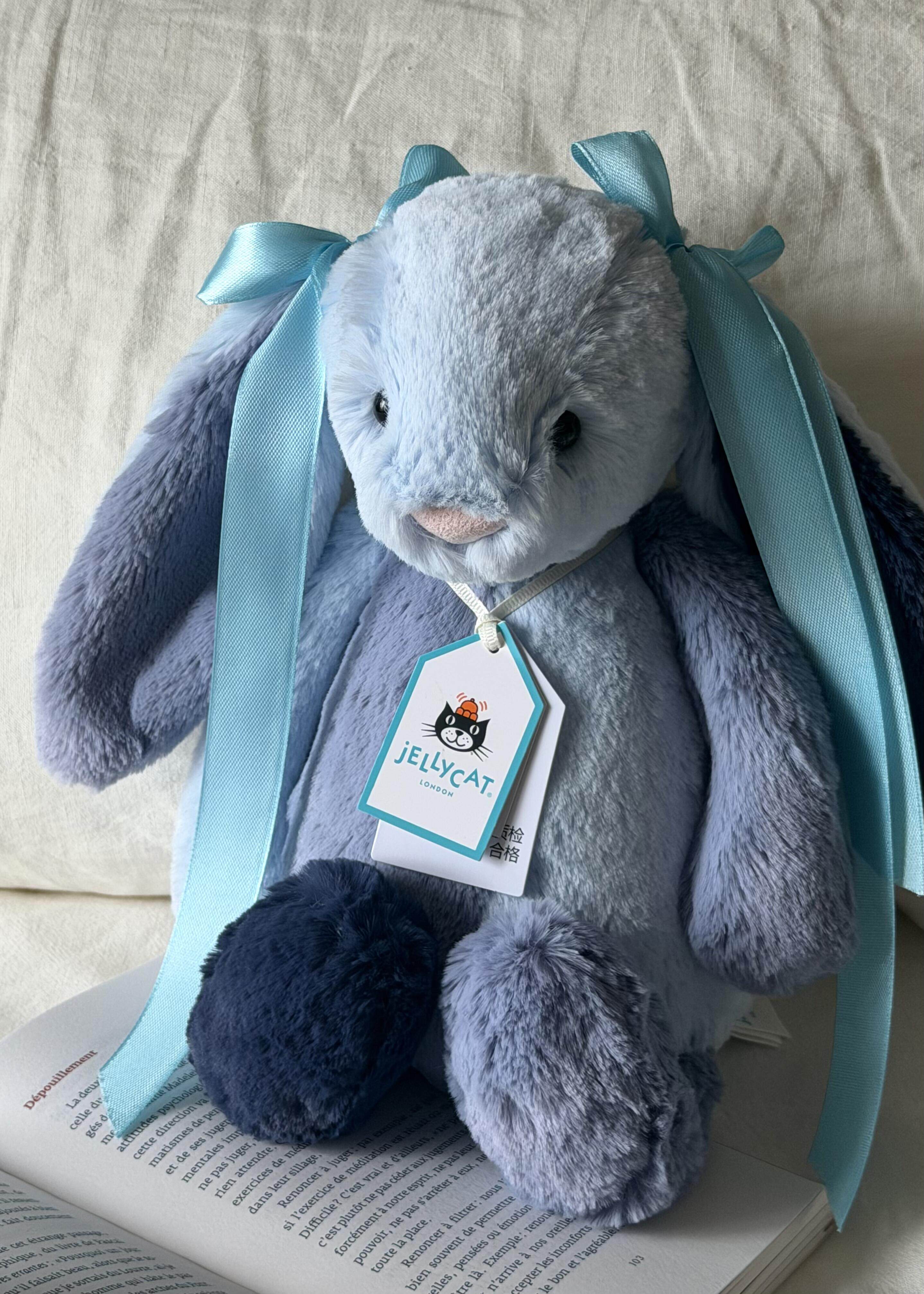英国Jellycat派得溪邦尼兔毛绒玩偶玩具蓝色拼布兔子生日礼物