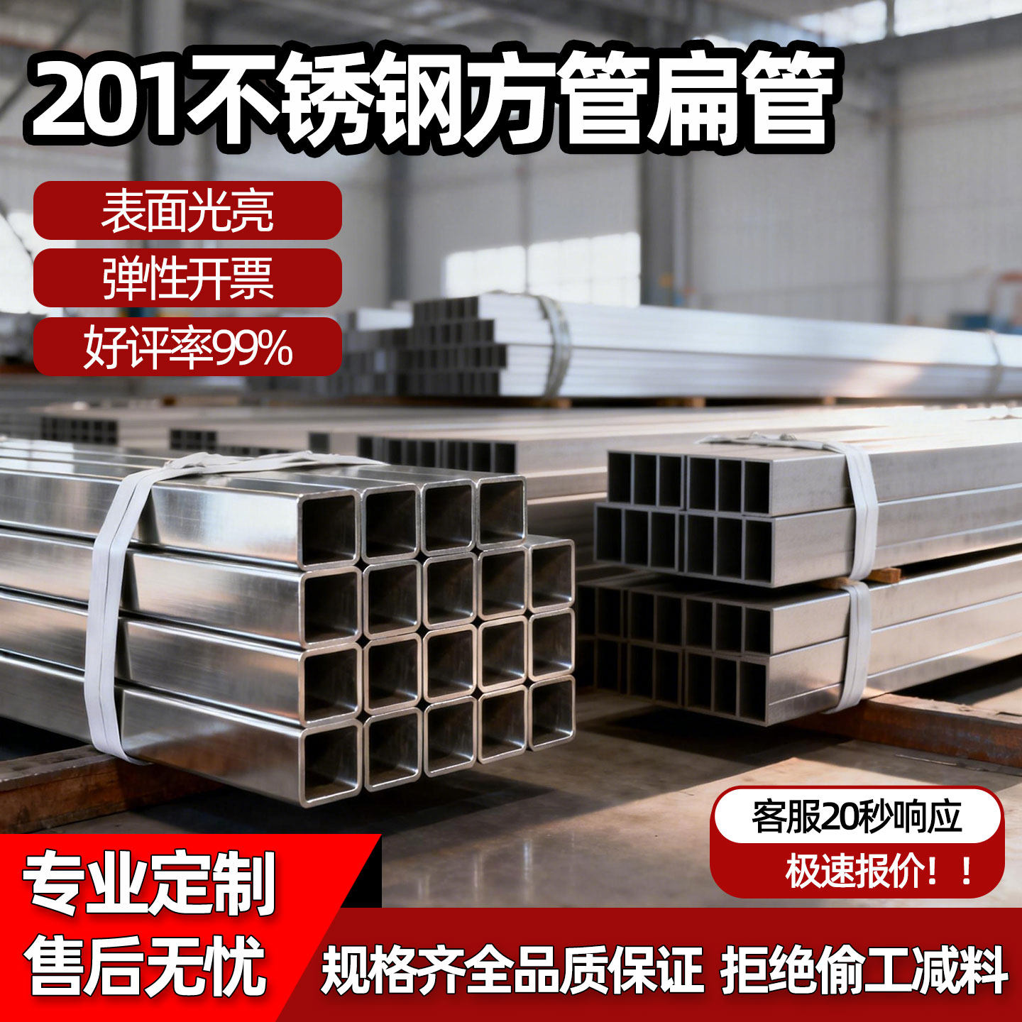201不锈钢扁管方管6米图片