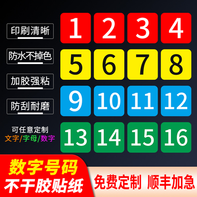 方形数字标识牌防水不干胶贴纸