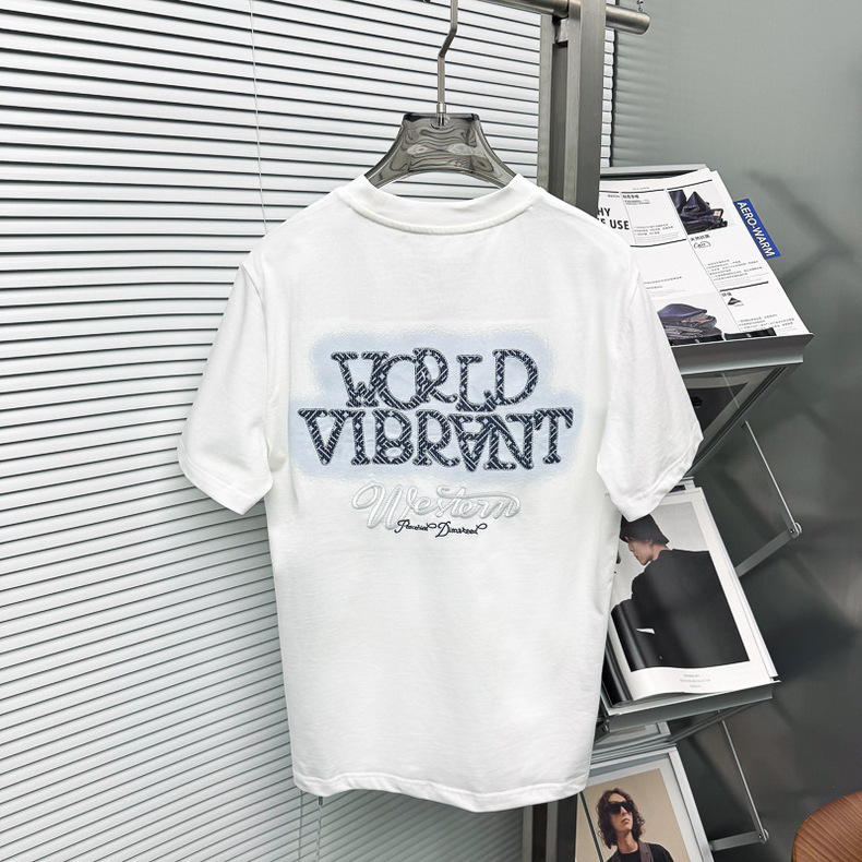 男士夏季字母刺绣短袖T恤