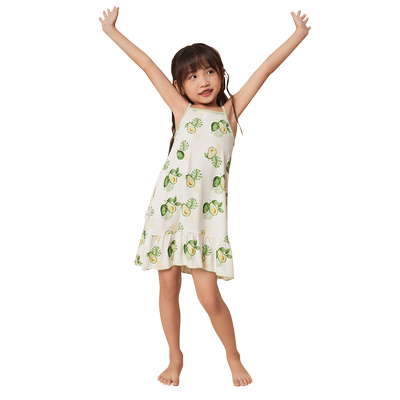 林卡春夏秋款女童家居服优可丝牛油果印花睡衣女孩吊带裙套装