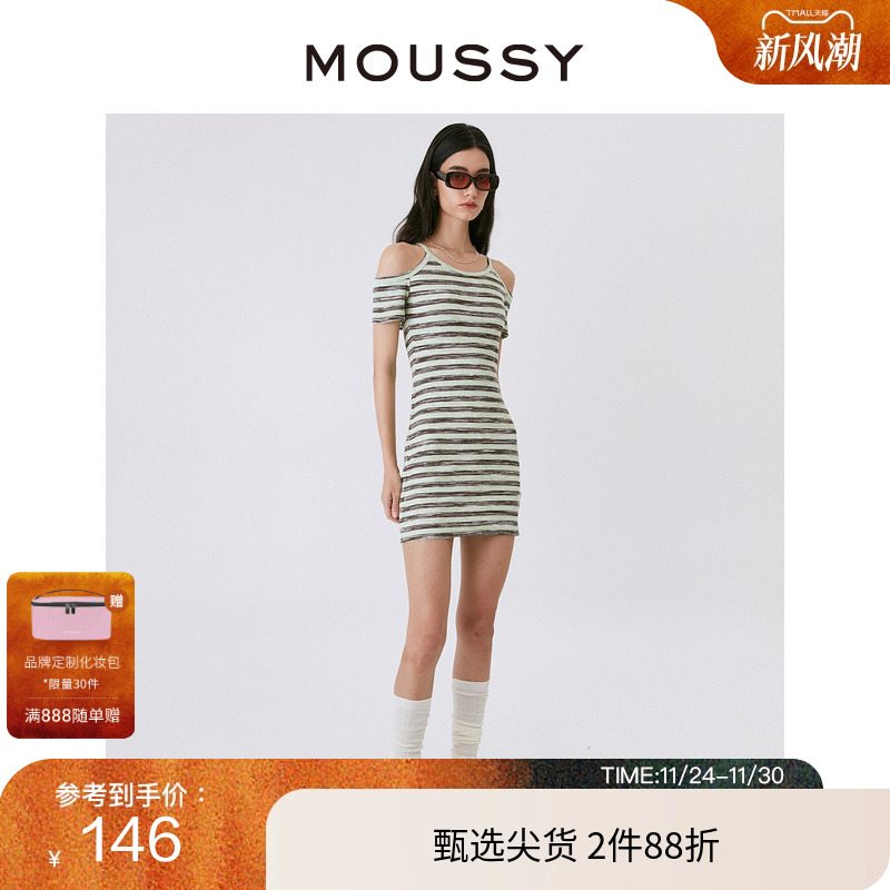 moussy美式复古辣妹音乐节连衣裙