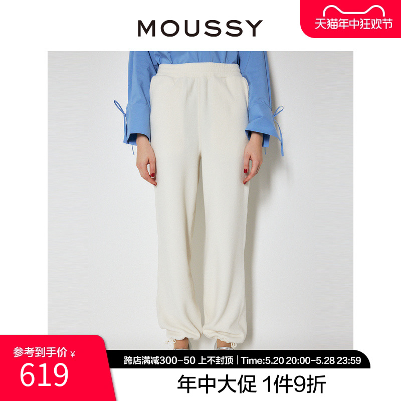 MOUSSY 2023冬季新品运动休闲风抓绒纯色直筒休闲裤010FAS80-5420-封面