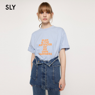 T恤女030GSY90 字母印花休闲中性风圆领短袖 5500 2023夏季 SLY