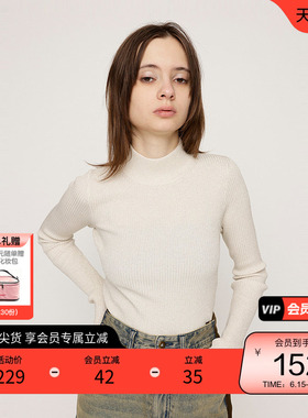 SLY 春季简约通勤风半高领修身打底针织衫030HAR70-4881