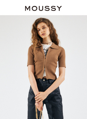 MOUSSY 春季职场通勤风美拉德POLO针织开衫010GAS70-6700