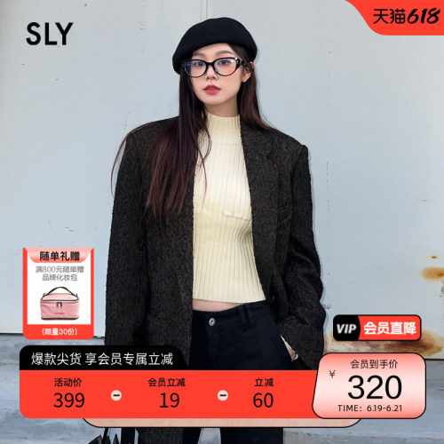 sly复古学院风大廓形西装外套