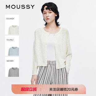 2025夏季 简约风圆领宽松薄款 moussy 新品 1001 针织开衫 女028ISA70