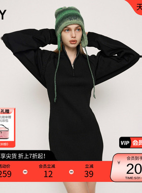SLY春季欧美风修身短款两件套针织连衣裙030GAZ73-1700