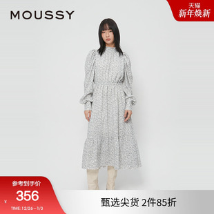 田园风花边立领碎花连衣裙028HAZ30 moussy 法式 新品 1331 秋季