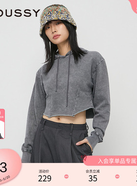 moussy 春季简约风小个子短款卷边连帽卫衣010HAL90-2741