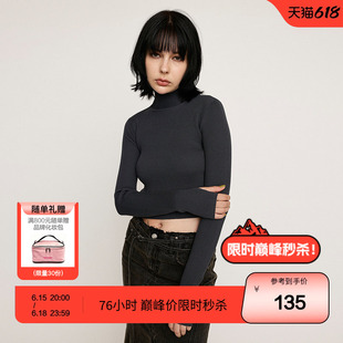 SLY 春季高领修身简约短款针织衫小上衣女030HAR70-3641