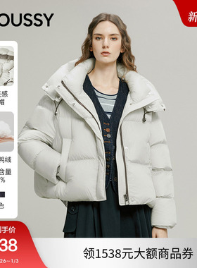 MOUSSY 2025秋季新品日系简约90连帽泡芙短款羽绒服028IAC30-1114