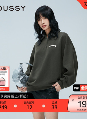 moussy 春季半拉链胸口复古刺绣POLO卫衣女028HAA90-2831