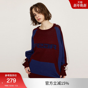 复古撞色宽松慵懒感针织毛衣030HAZ70 SLY 美式 新品 4511 24冬季