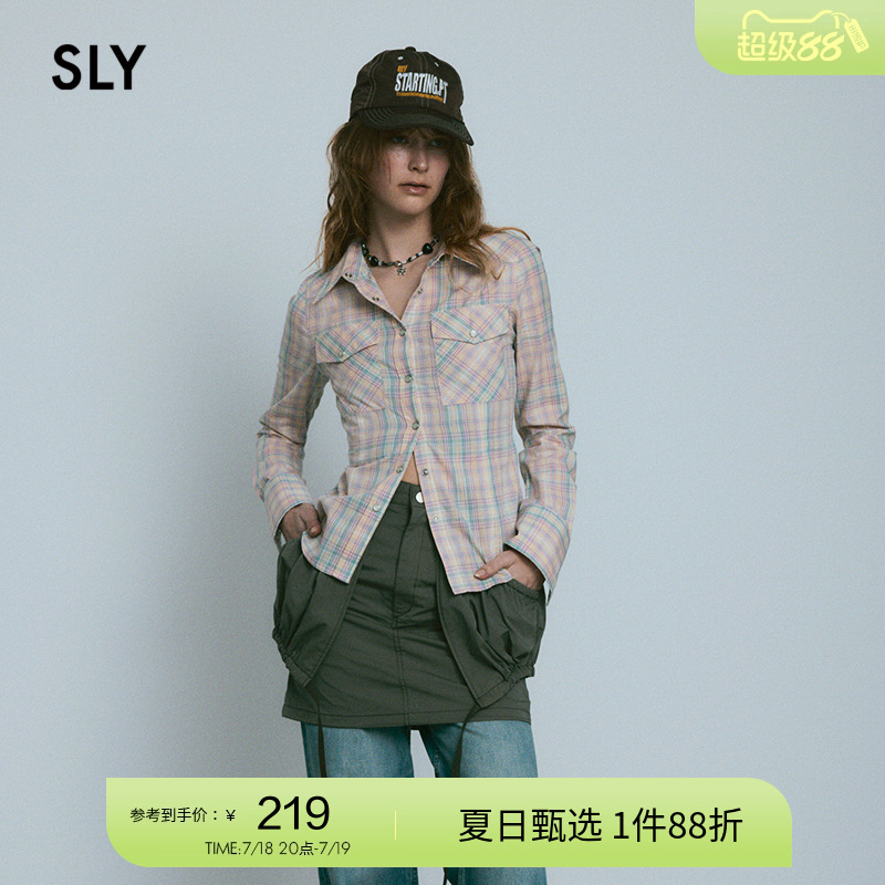 SLY做旧日杂风学院感格纹衬衫