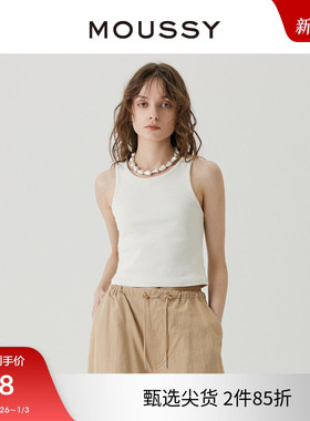 MOUSSY 春季简约纯色修身工字型针织吊带女028HSZ80-0141