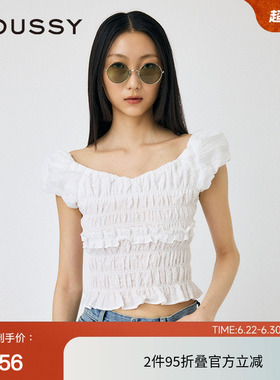 MOUSSY 夏季甜美森系风打揽无袖碎花衬衫女010HS630-0831