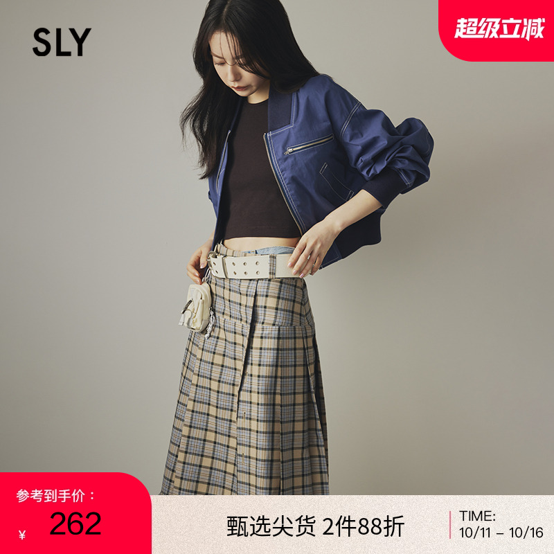 SLY复古学院风磨损毛边百褶裙