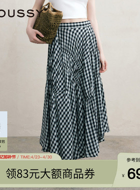 MOUSSY 夏季文艺感不规则格纹半身裙女028ISA30-3021