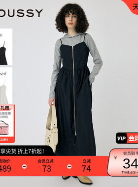 MOUSSY 2025春季新品机能风金属拉链开襟吊带连衣裙010IS633-4141