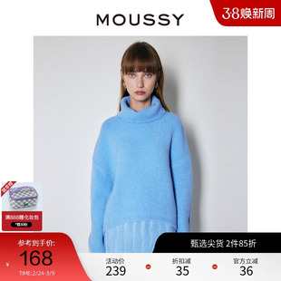 MOUSSY 简约设计高领软糯慵懒感落肩袖套头毛衣女010FAH70-6870
