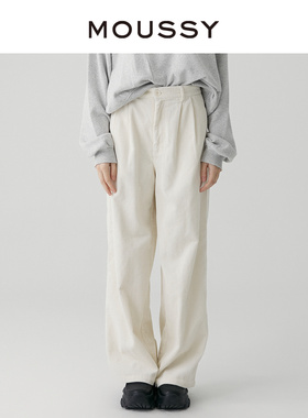 MOUSSY 冬季新品复古灯芯绒中性风阔腿休闲裤女028GAZ30-6300