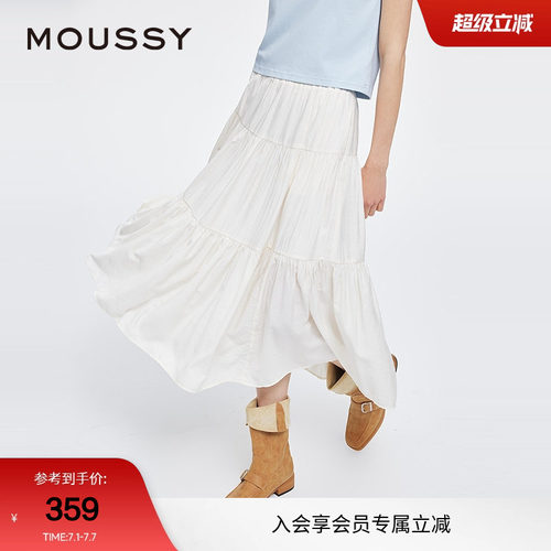 moussy 2025春季新品文艺田园风大摆裙长款半身裙女028ISA31-3261