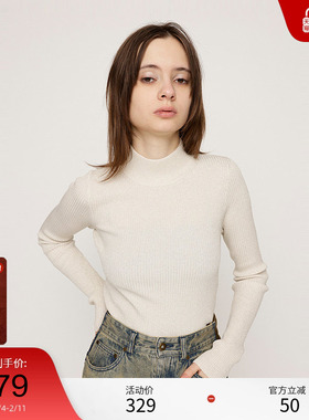 SLY 冬季新品简约通勤风半高领修身打底针织衫030HAR70-4881