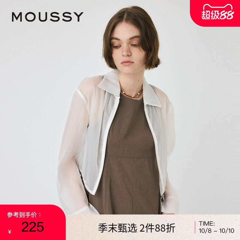 moussy休闲风透视遮阳拉链衬衫
