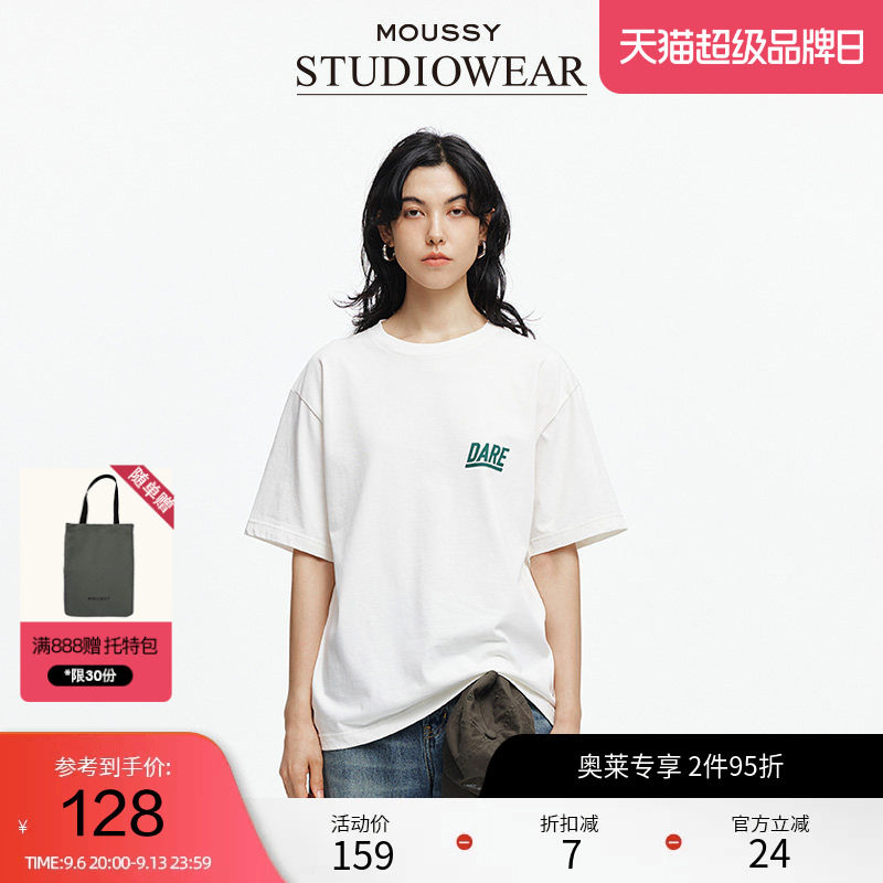 moussy x STUDIOWEAR2025夏季新款后背印花短袖T恤028ISA90-3411图片