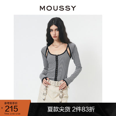 MOUSSY 2023冬季新品修身吊带罩衫两件套长袖针织衫010GSS80-0350