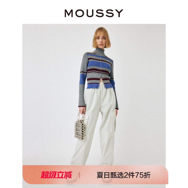 moussy机能风拼接面料夹棉休闲裤