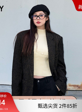 【THROW】SLY 复古学院风简约宽肩大廓形西装外套女030GA030-2300