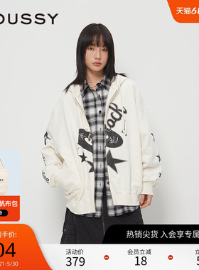 moussy 春季美式复古摇滚音符印花卫衣外套028HAZ90-2231