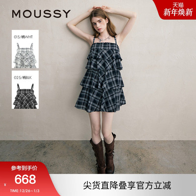 【明星同款】MOUSSY 夏季文艺层次感短款吊带连衣裙028ISZ30-3041