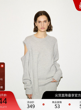 SLY 冬季THROW系列不规则露肩设计针织衫030HA070-2031