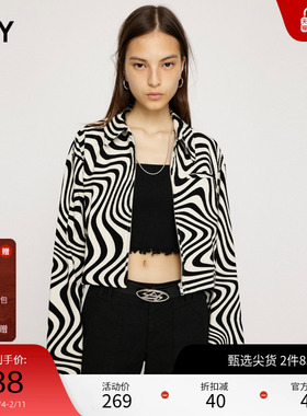 SLY 冬季新品复古风斑马纹灯芯绒短款夹克外套030GAM30-3640